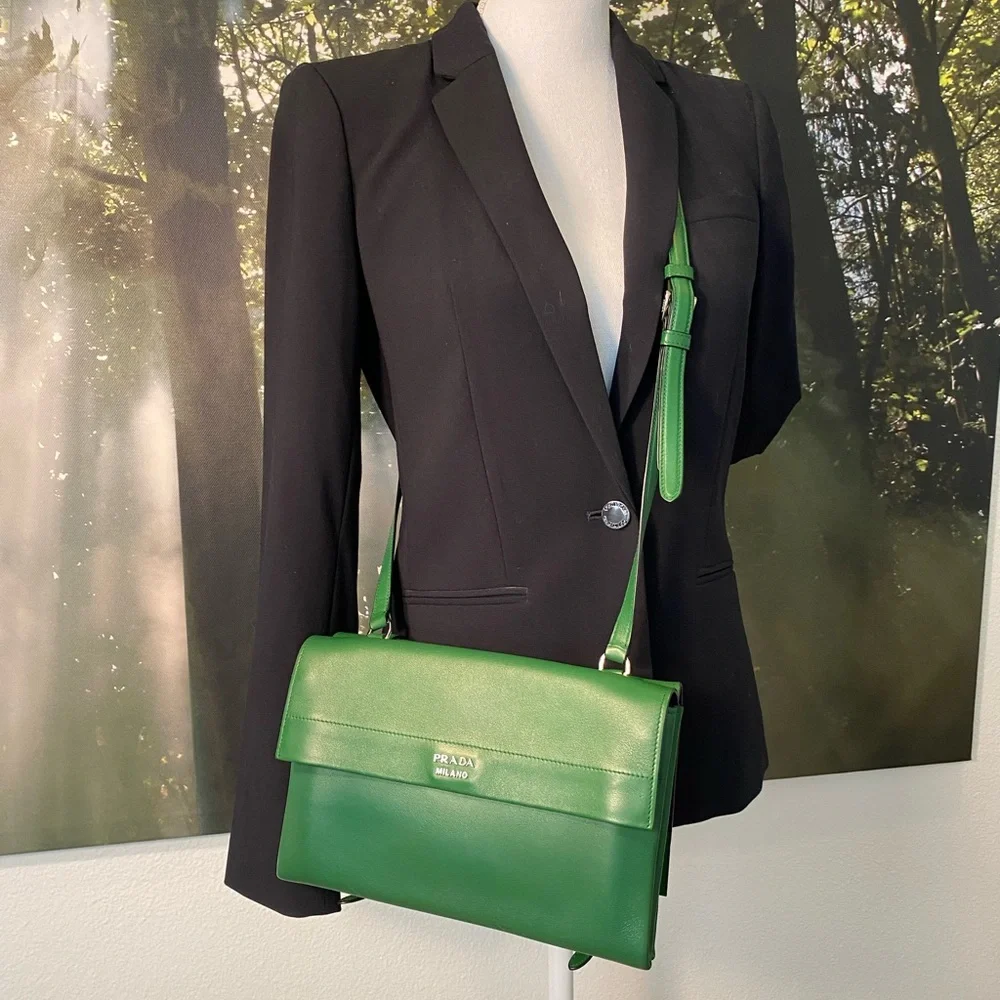 RARE PRADA Runway/AD 2014 Vitello Lux Calf Shoulder/Crossbody Bag COA - Picture 5 of 17